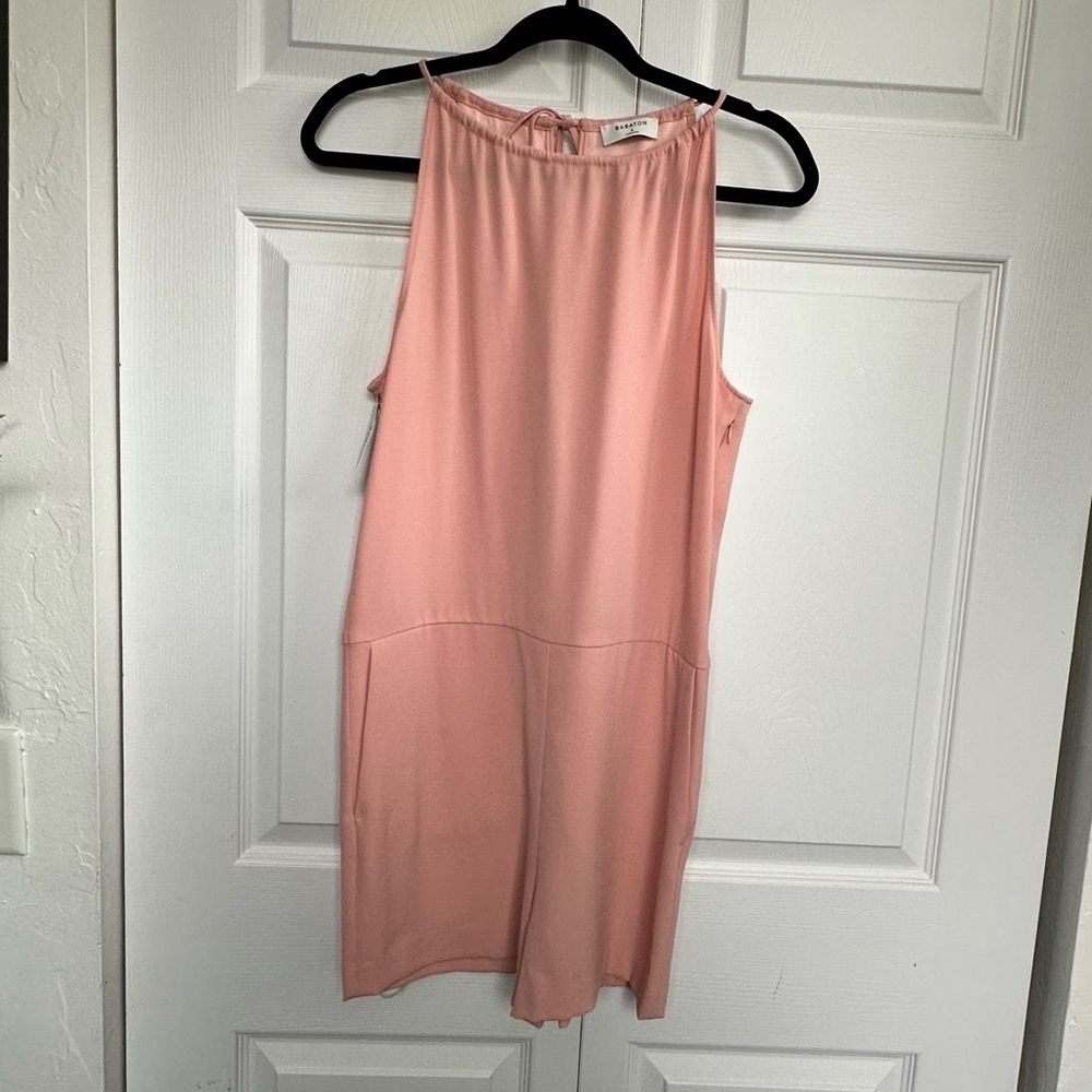 Babaton Salmao Pink Tie-Neck Sleeveless Salvador Romper Size 2 NWT